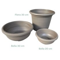 Set of 6 flower pots taupe